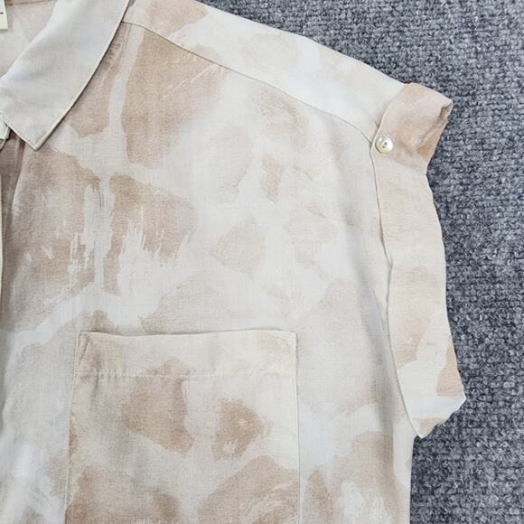 Cloth & Stone Anthropologie Top Women Small Beige Tan Safari Giraffe Button Up - Picture 13 of 15